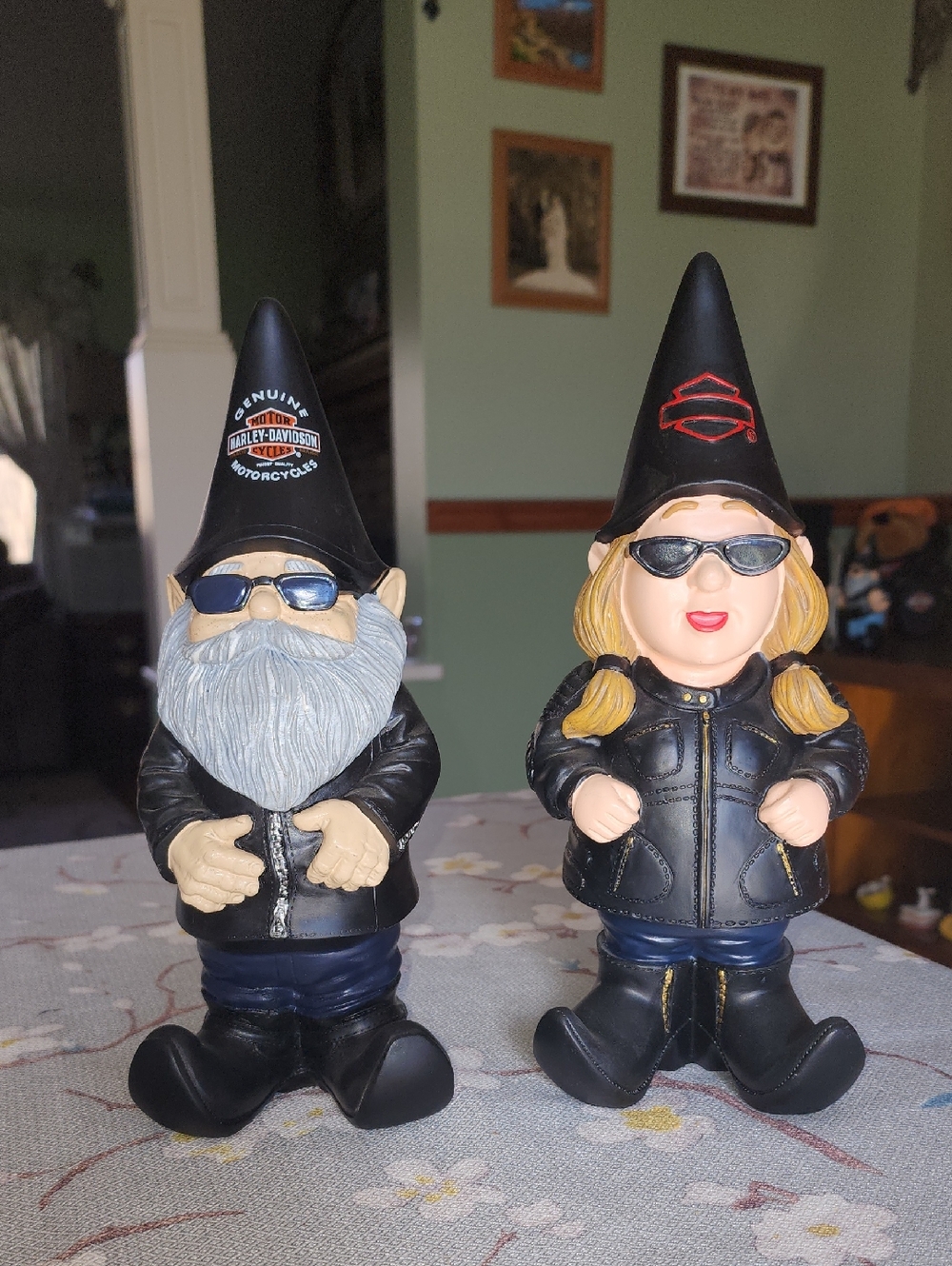 Harley-Davidson Black & Blue Biker Gnome Pair
